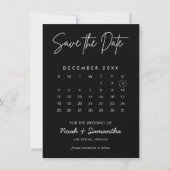 Modern Minimalist Photo Calendar Black Elegant Save The Date (Front)