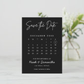 Modern Minimalist Photo Calendar Black Elegant Save The Date (Standing Front)