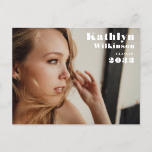 Modern Minimalist Photo Chic Graduation Party Announcement Postcard