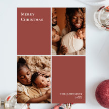 Modern Minimalist Photo Collage Christmas Greeting