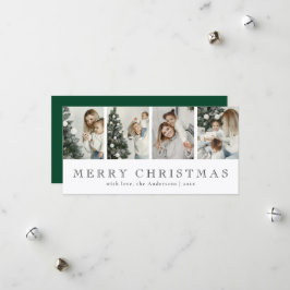 Modern Minimalist Photo Collage Green Christmas Holiday Card