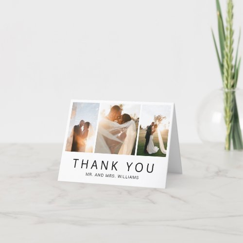 Modern Minimalist Photo Collage Simple Wedding Thank You Card
