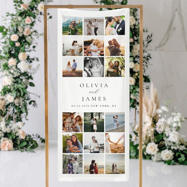 Modern Minimalist Photo Collage Wedding Banner (Creator Uploaded)