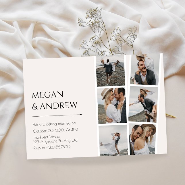 Modern minimalist photo collage wedding  invitation (Creator Uploaded)