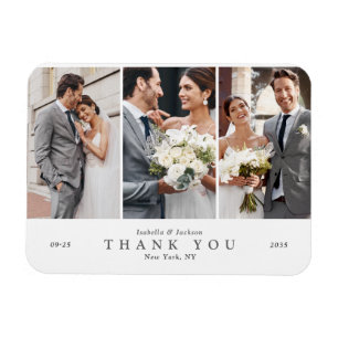 Modern Minimalist Photo Collage Wedding Magnet