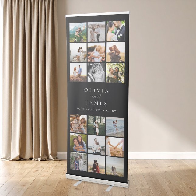 Modern Minimalist Photo Collage Wedding Retractable Banner (Creator Uploaded)