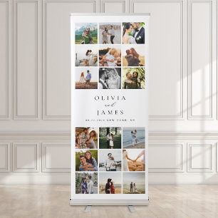 Modern Minimalist Photo Collage Wedding Retractable Banner