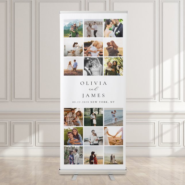 Modern Minimalist Photo Collage Wedding Retractable Banner (Creator Uploaded)
