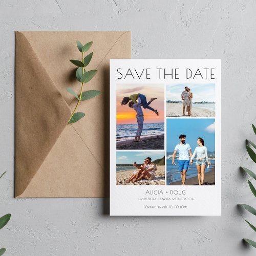 Modern Minimalist Photo Collage Wedding Save The Date