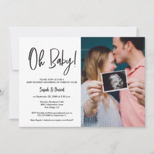 Modern Minimalist Photo Couple baby shower Invitation