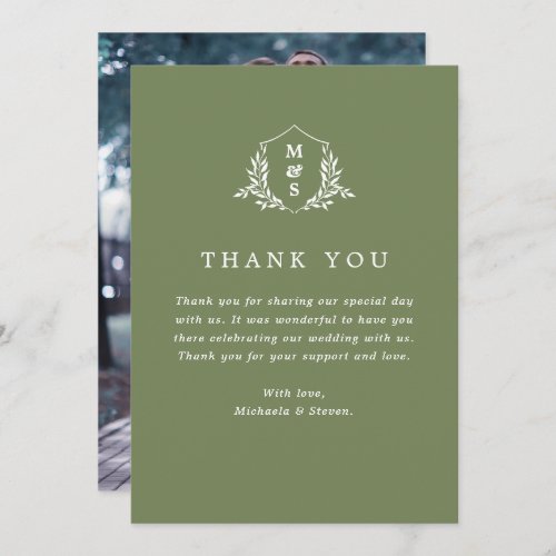 Modern Minimalist Photo Custom Text Wedding Thank You Card
