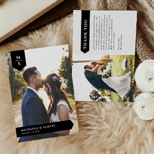 Modern Minimalist Photo Custom Text Wedding Thank You Card