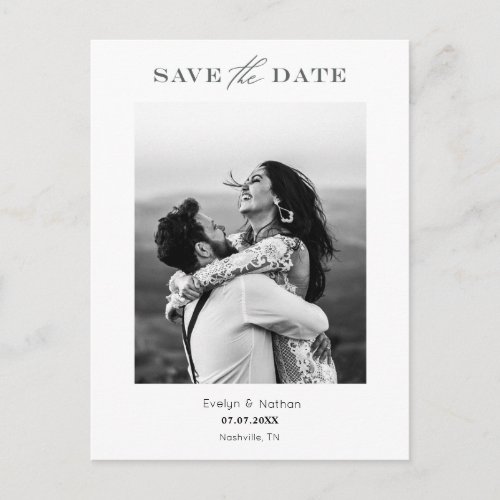 Modern Minimalist Photo Design Save The Date Postcard