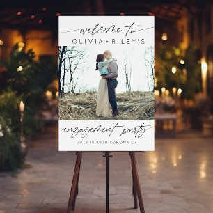 Modern Minimalist Photo Engagement Party Welcome Foam Board