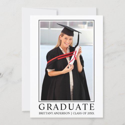 Modern Minimalist Photo Frame Graduation Announcement