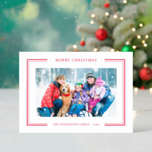 Modern Minimalist Photo Frame Holiday Christmas Letterpress Photo Cards