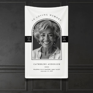 Modern Minimalist Photo Funeral/Memorial Service Banner