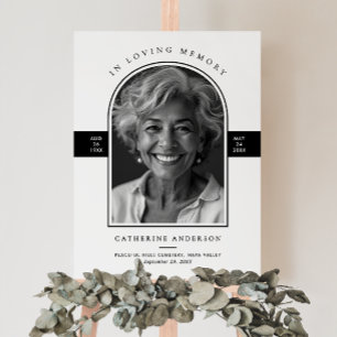 Modern Minimalist Photo Funeral/Memorial Service Foam Board