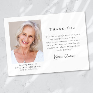 Modern Minimalist Photo Funeral Thank You Card