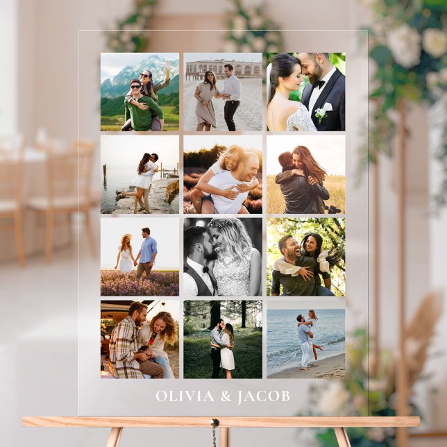 Modern Minimalist Photo Gallery Wedding Acrylic Sign (Creator Uploaded)