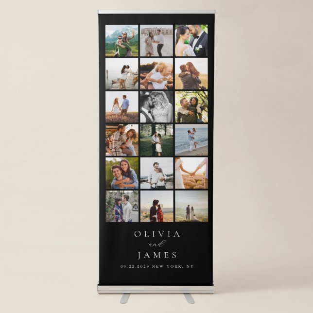 Modern Minimalist Photo Gallery Wedding Retractable Banner (Front)