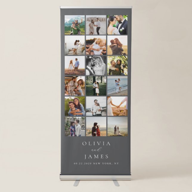 Modern Minimalist Photo Gallery Wedding Retractable Banner (Front)
