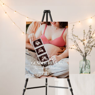 Modern Minimalist Photo Gender Reveal Welcome sign