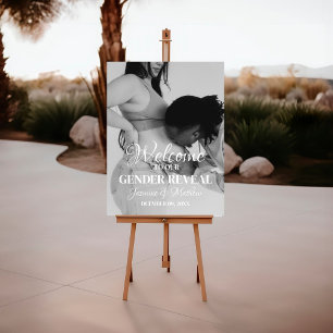 Modern Minimalist Photo Gender Reveal Welcome sign