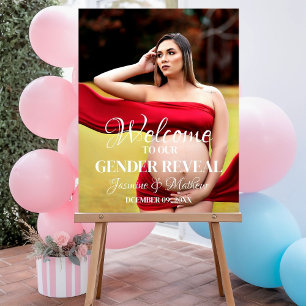 Modern Minimalist Photo Gender Reveal Welcome sign