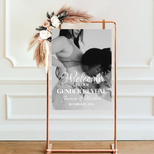 Modern Minimalist Photo Gender Reveal Welcome sign (Creator Uploaded)