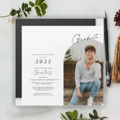 Modern Minimalist Photo Grad Invitation Magnet