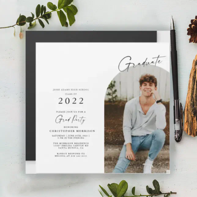 Modern Minimalist Photo Grad Invitation Magnet | Zazzle