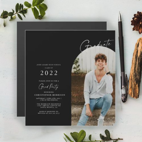 Modern Minimalist Photo Grad Invitation Magnet