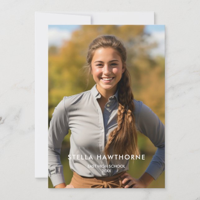 Modern Minimalist Photo Graduation Announcement (Front)