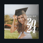 Modern Minimalist Photo Graduation Announcement Magnet<br><div class="desc">Modern minimalist graduation announcement featuring custom photo,  simple design in black and white color with modern typography.</div>
