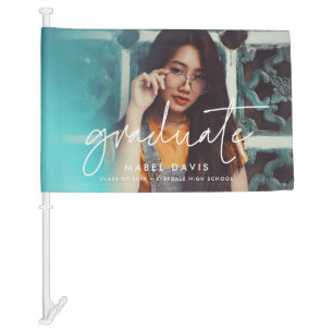 Modern minimalist Photo graduation Car Flag