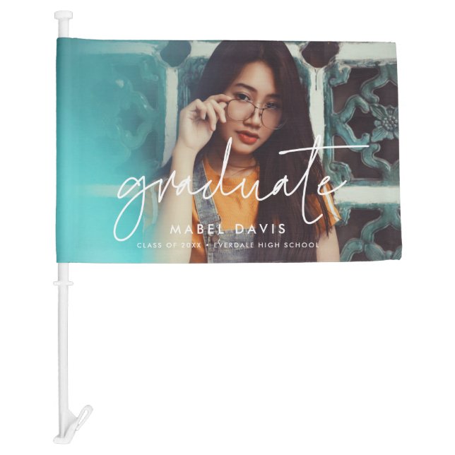 Modern minimalist Photo graduation Car Flag (Front)