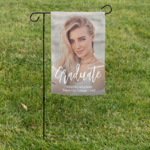 Modern Minimalist Photo Graduation Custom Garden Flag
