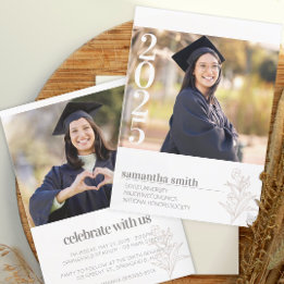 Modern Minimalist Photo Graduation Invitation