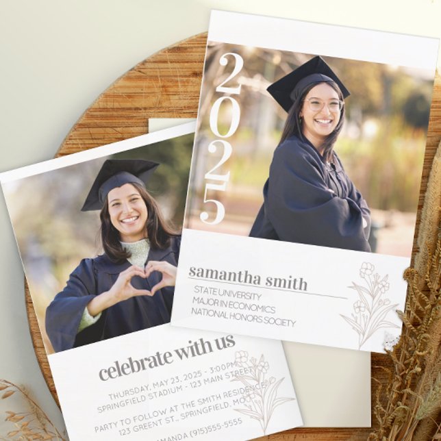 Modern Minimalist Photo Graduation Invitation (Modern Photo Graduation Announcement)