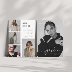 Modern Minimalist Photo Graduation Invitation