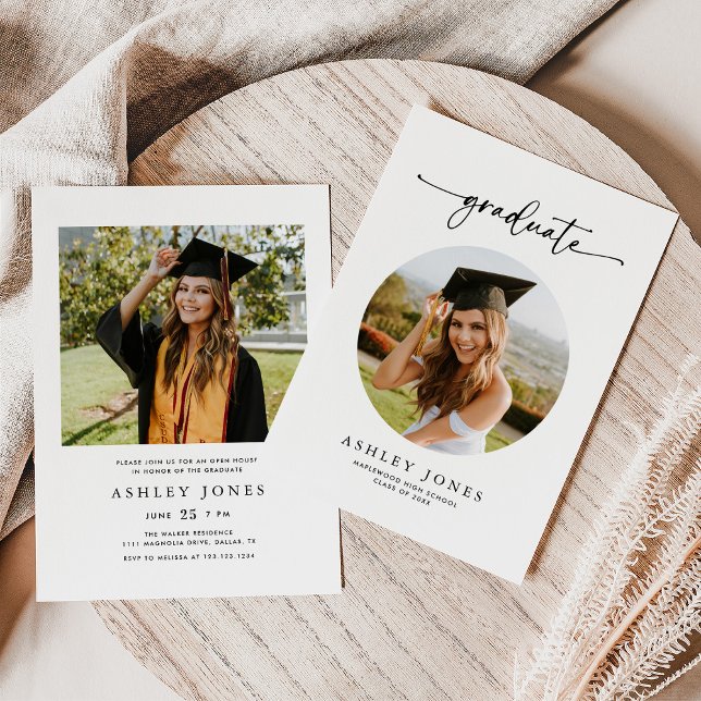 Modern Minimalist Photo Graduation Invitation (Creator Uploaded)
