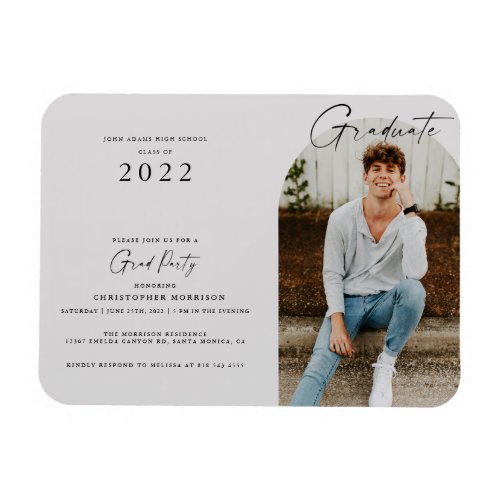 Modern Minimalist Photo Graduation Invitation Magn Magnet