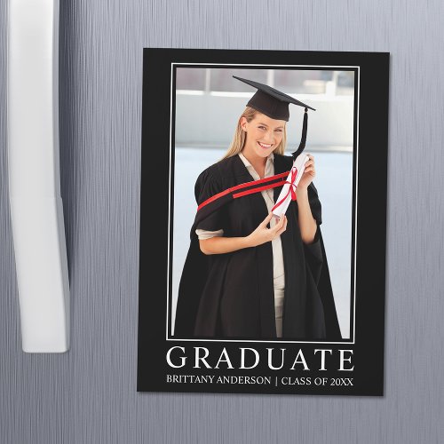 Modern Minimalist Photo Graduation Magnetic Card