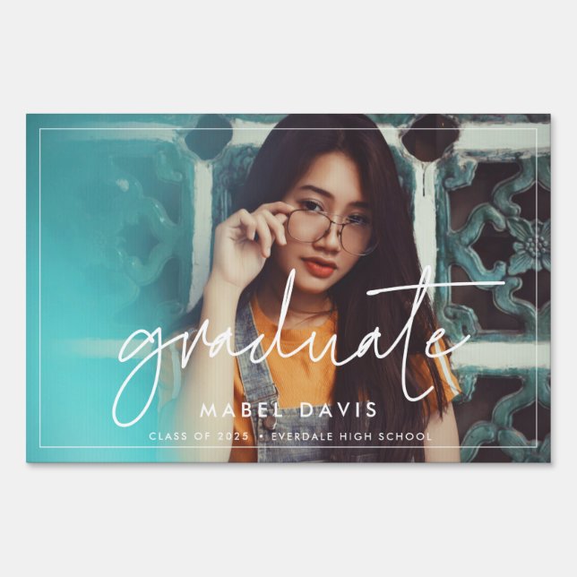 Modern minimalist Photo graduation outdoor Sign (Front)