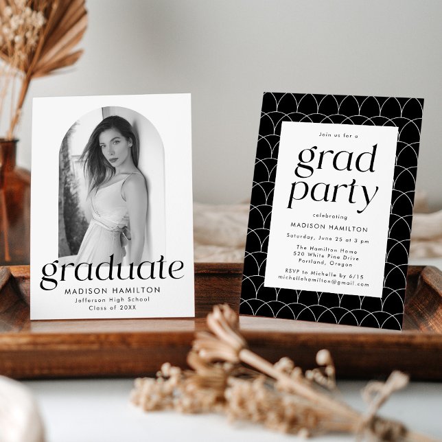 Modern Minimalist Photo Graduation Party Invitation (Creator Uploaded)