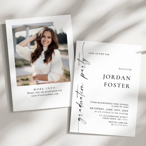 Modern Minimalist PHOTO Graduation Party Invitation