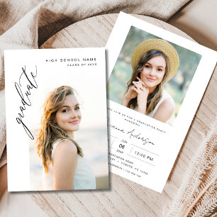 Modern Minimalist Photo Graduation Party Invitation