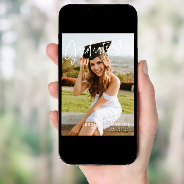 Modern Minimalist Photo Graduation Party Invite (Front Digital)