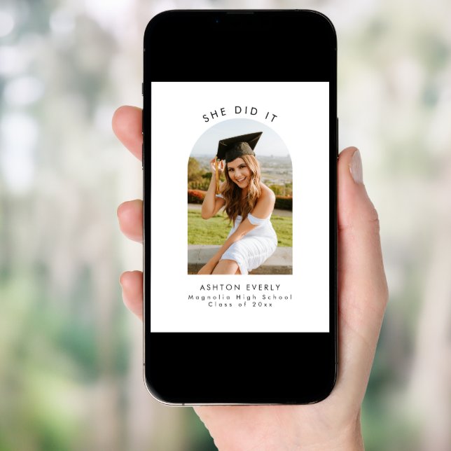 Modern Minimalist Photo Graduation Party Invite (Front Digital)